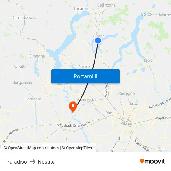 Paradiso to Nosate map