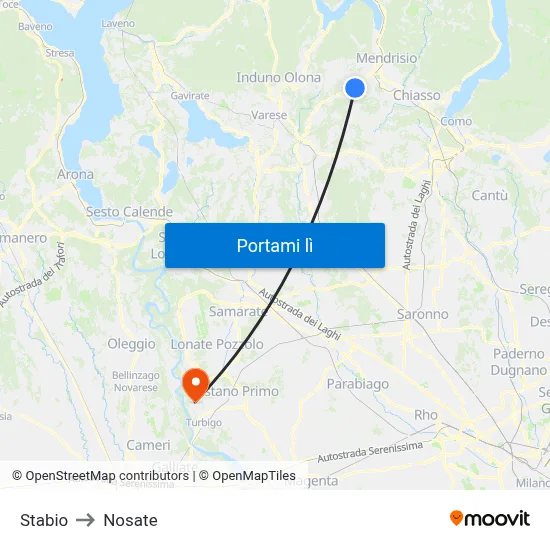 Stabio to Nosate map