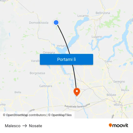 Malesco to Nosate map