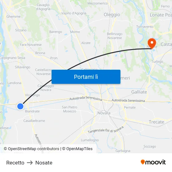 Recetto to Nosate map