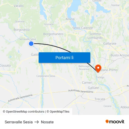 Serravalle Sesia to Nosate map