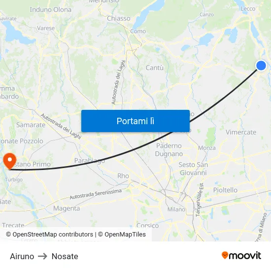 Airuno to Nosate map