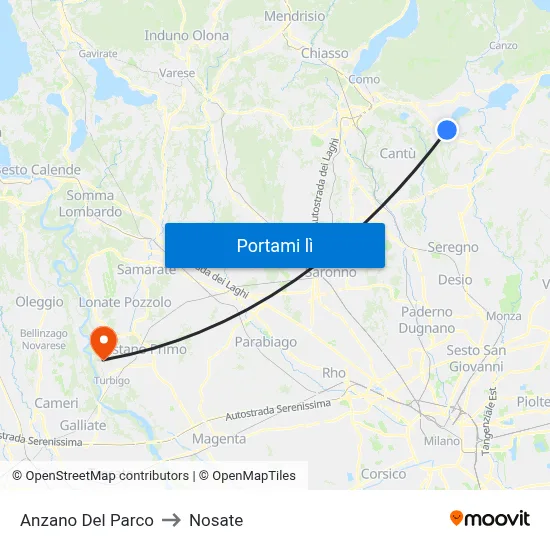 Anzano Del Parco to Nosate map