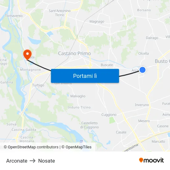 Arconate to Nosate map