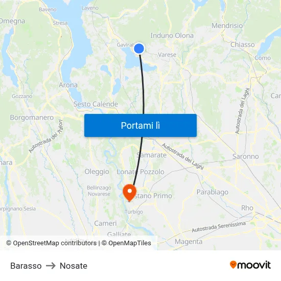 Barasso to Nosate map