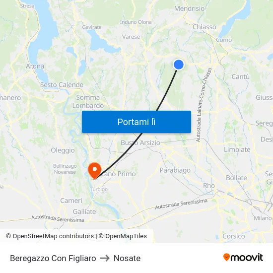 Beregazzo Con Figliaro to Nosate map