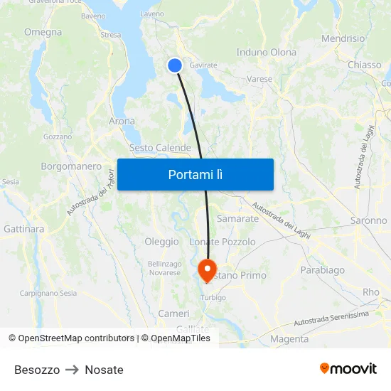 Besozzo to Nosate map