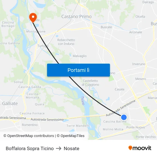 Boffalora Sopra Ticino to Nosate map