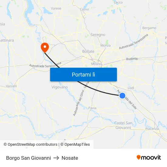 Borgo San Giovanni to Nosate map