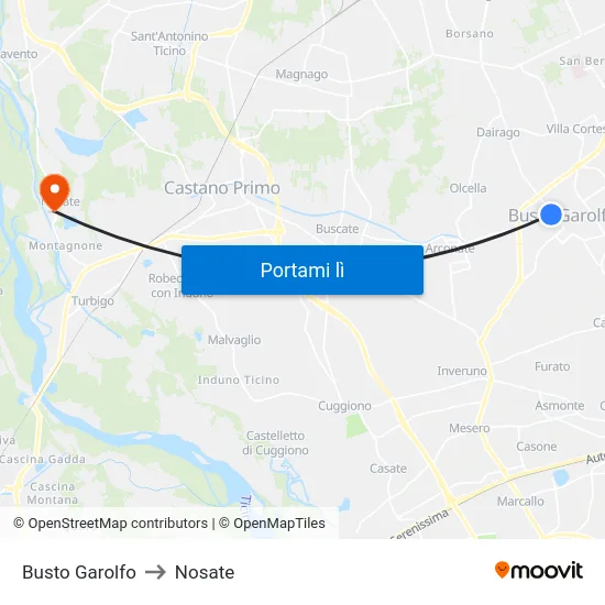 Busto Garolfo to Nosate map