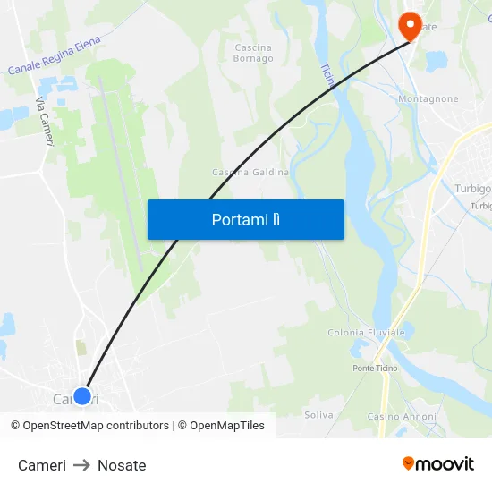 Cameri to Nosate map
