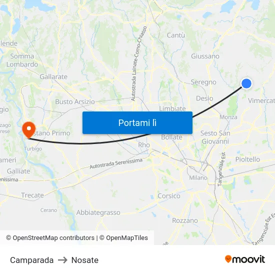 Camparada to Nosate map