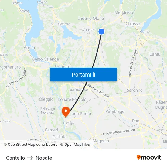 Cantello to Nosate map