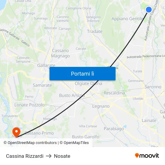 Cassina Rizzardi to Nosate map