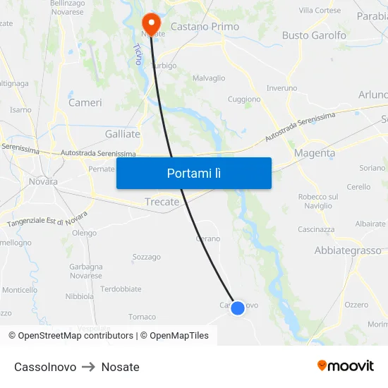 Cassolnovo to Nosate map