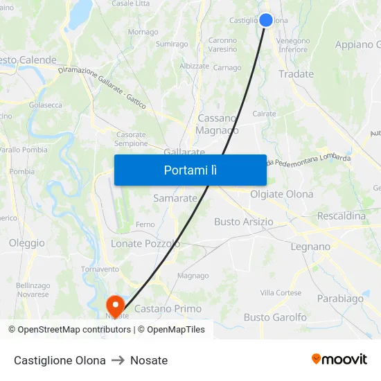 Castiglione Olona to Nosate map