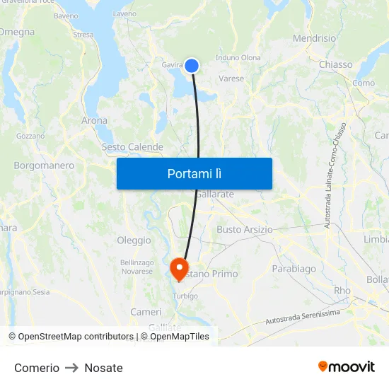 Comerio to Nosate map