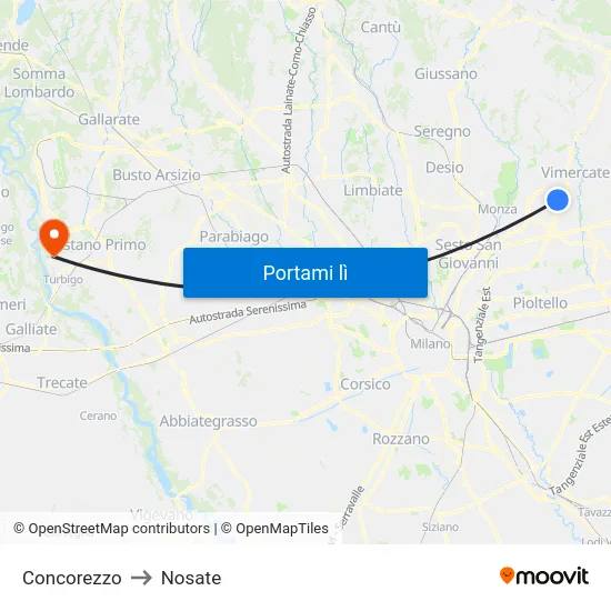 Concorezzo to Nosate map