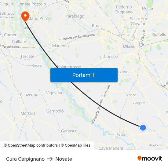 Cura Carpignano to Nosate map