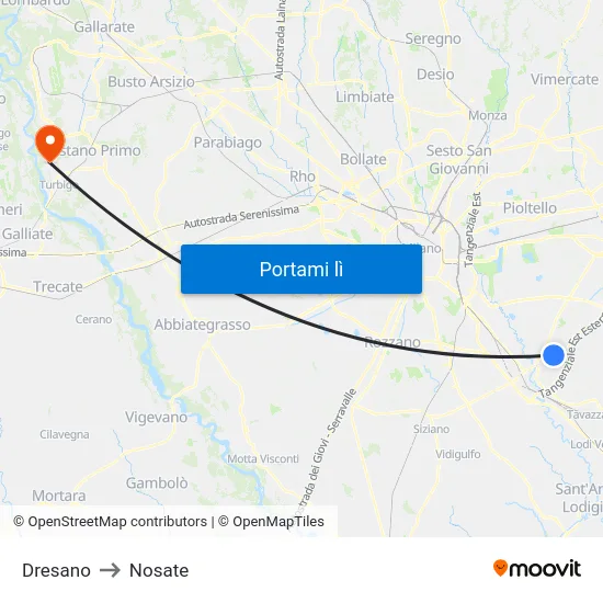 Dresano to Nosate map