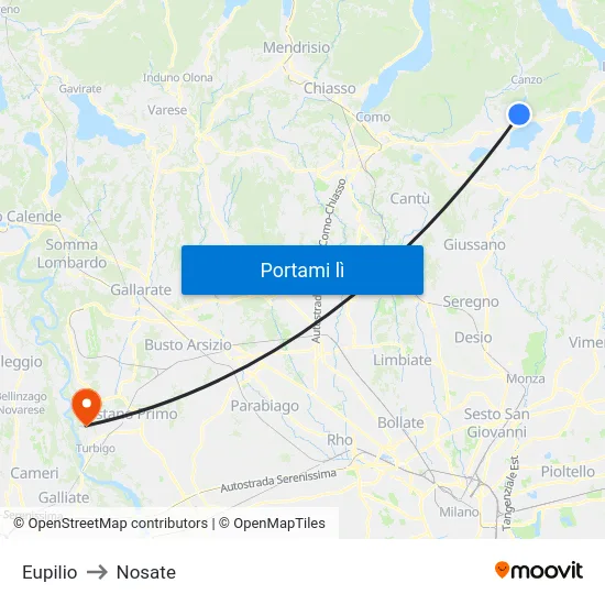 Eupilio to Nosate map