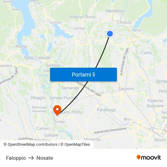 Faloppio to Nosate map