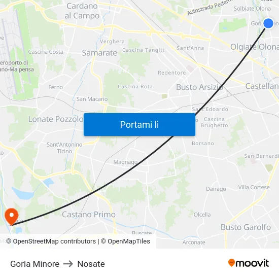Gorla Minore to Nosate map