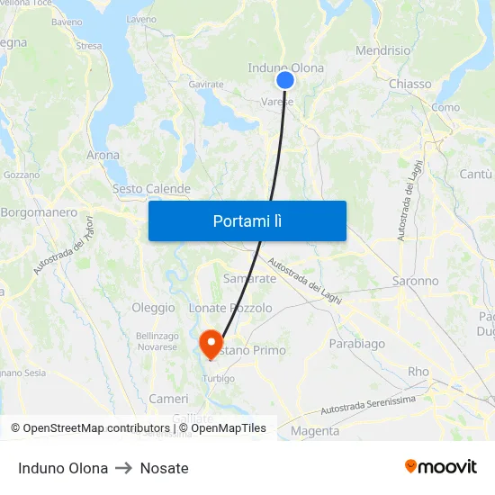 Induno Olona to Nosate map