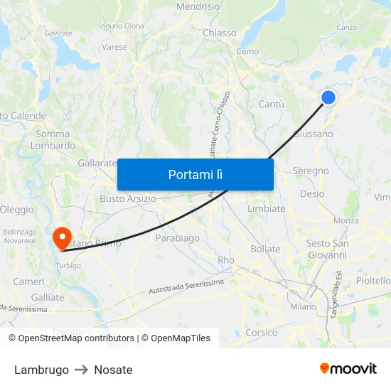 Lambrugo to Nosate map