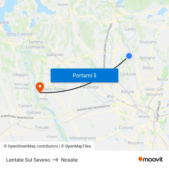 Lentate Sul Seveso to Nosate map