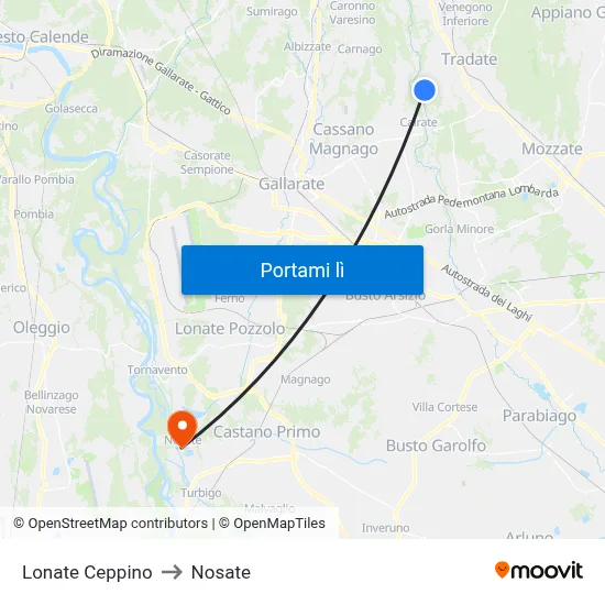 Lonate Ceppino to Nosate map