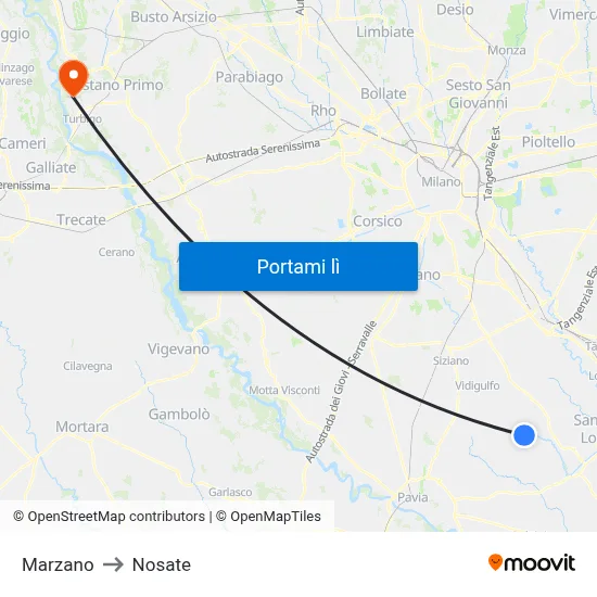 Marzano to Nosate map