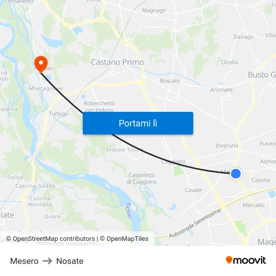 Mesero to Nosate map
