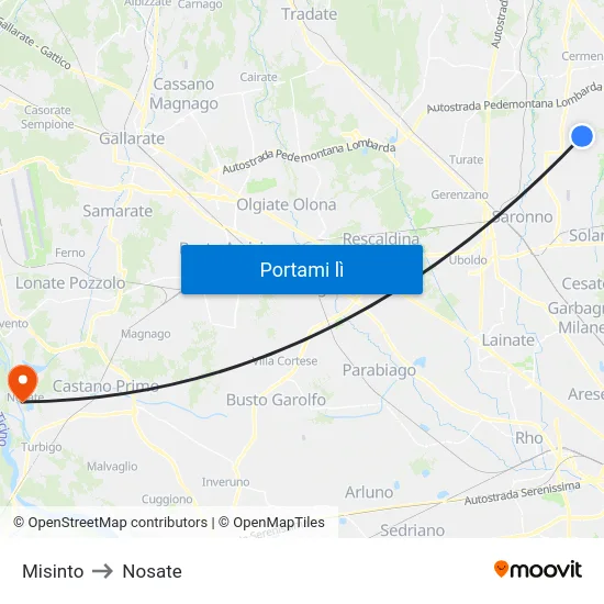 Misinto to Nosate map