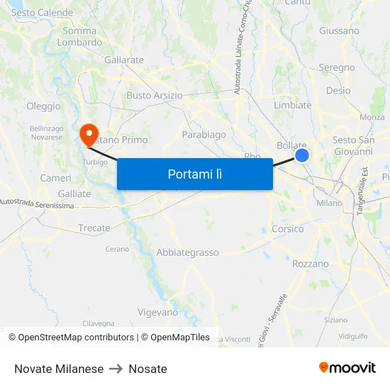 Novate Milanese to Nosate map