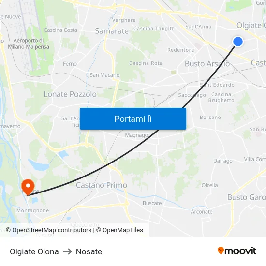 Olgiate Olona to Nosate map