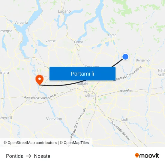 Pontida to Nosate map