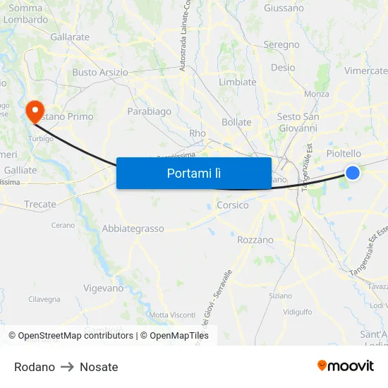 Rodano to Nosate map