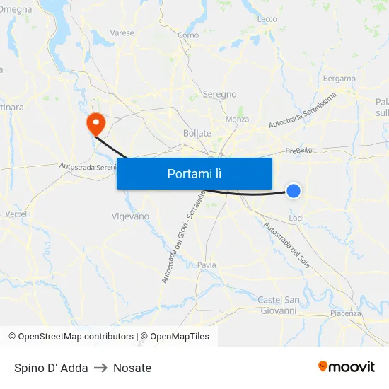 Spino D' Adda to Nosate map