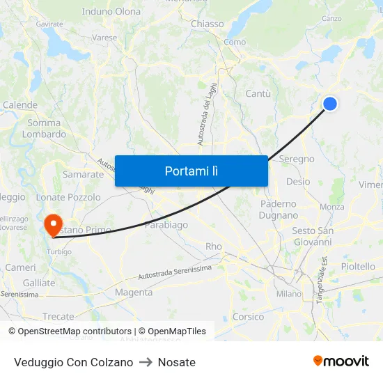 Veduggio Con Colzano to Nosate map