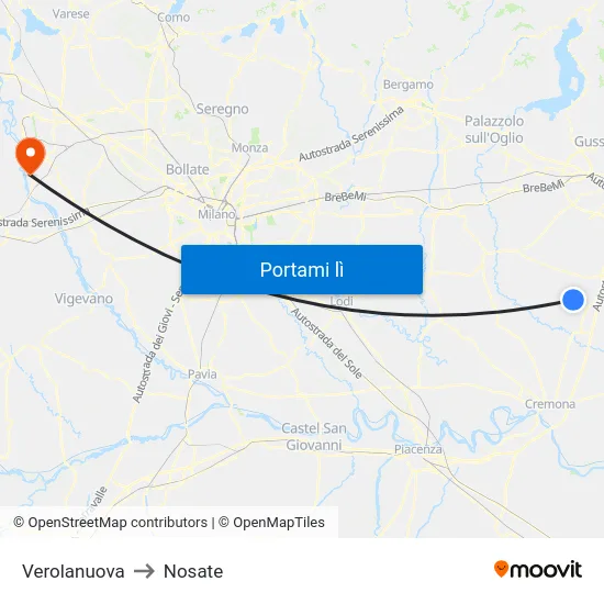 Verolanuova to Nosate map