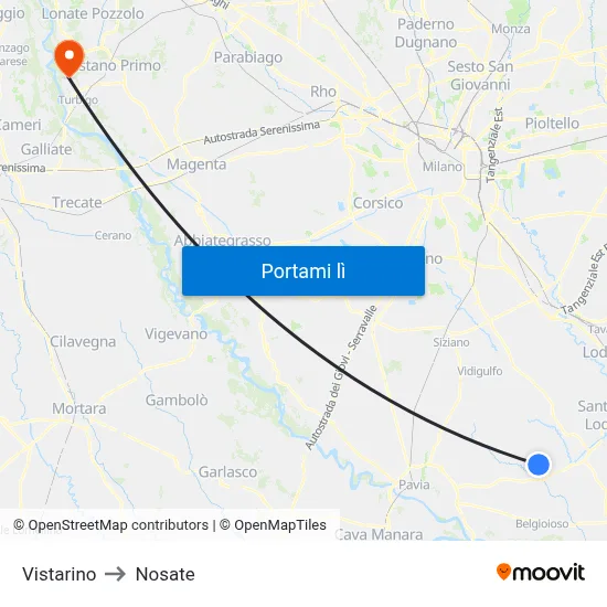 Vistarino to Nosate map