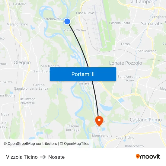 Vizzola Ticino to Nosate map