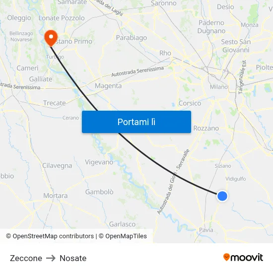 Zeccone to Nosate map