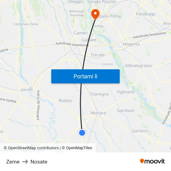 Zeme to Nosate map
