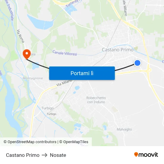 Castano Primo to Nosate map