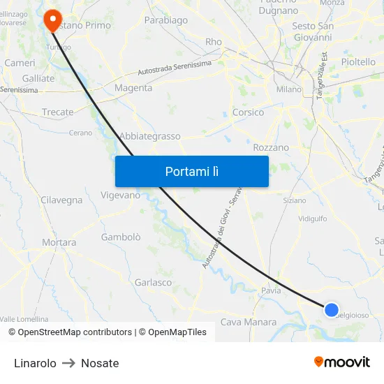 Linarolo to Nosate map