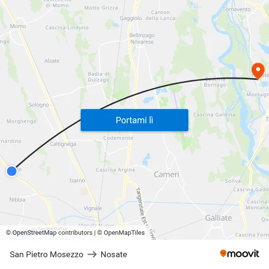 San Pietro Mosezzo to Nosate map