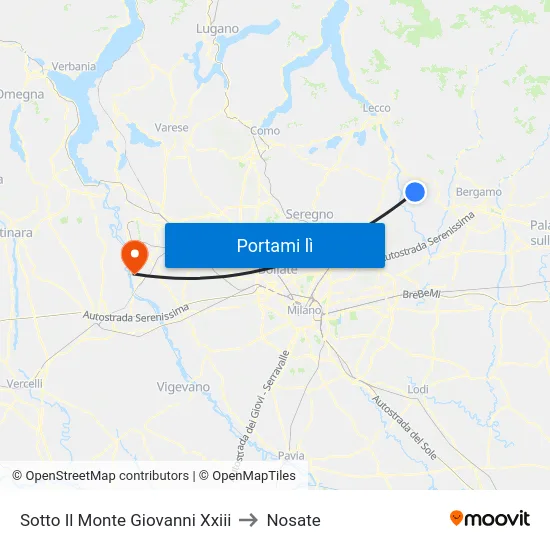 Sotto Il Monte Giovanni Xxiii to Nosate map