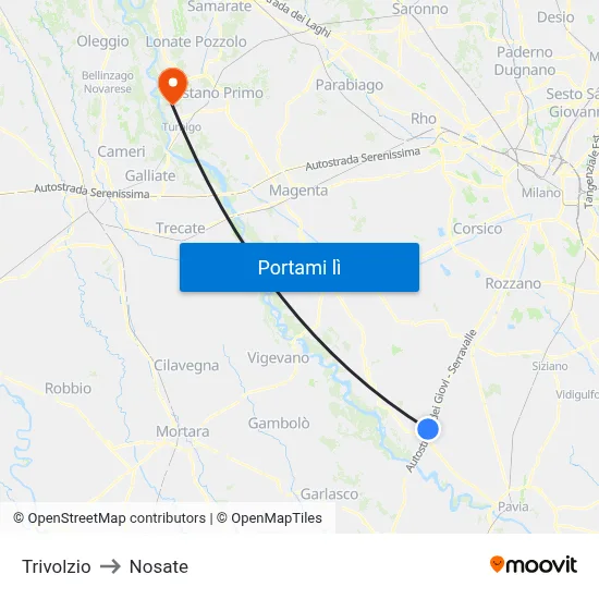 Trivolzio to Nosate map